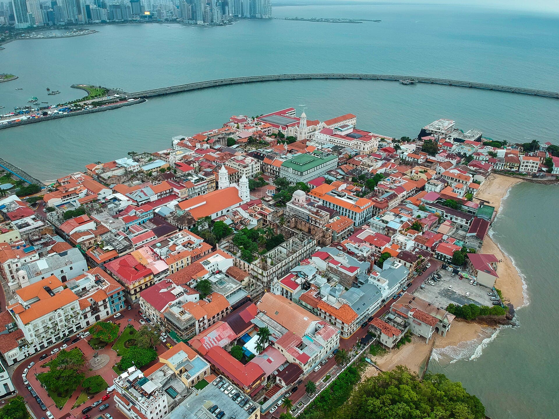 Aerial view of the Casco Viejo peninsula